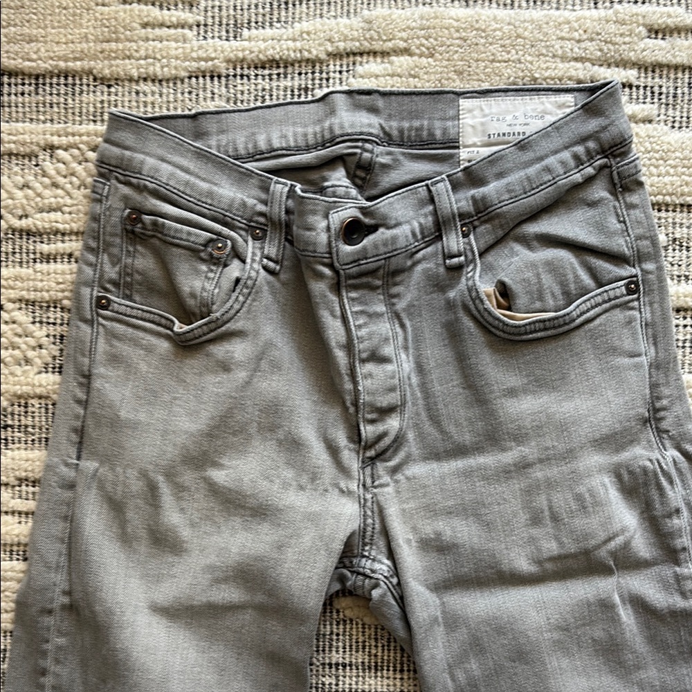 rag & bone Gray Slim Fit Jeans with Worn Look